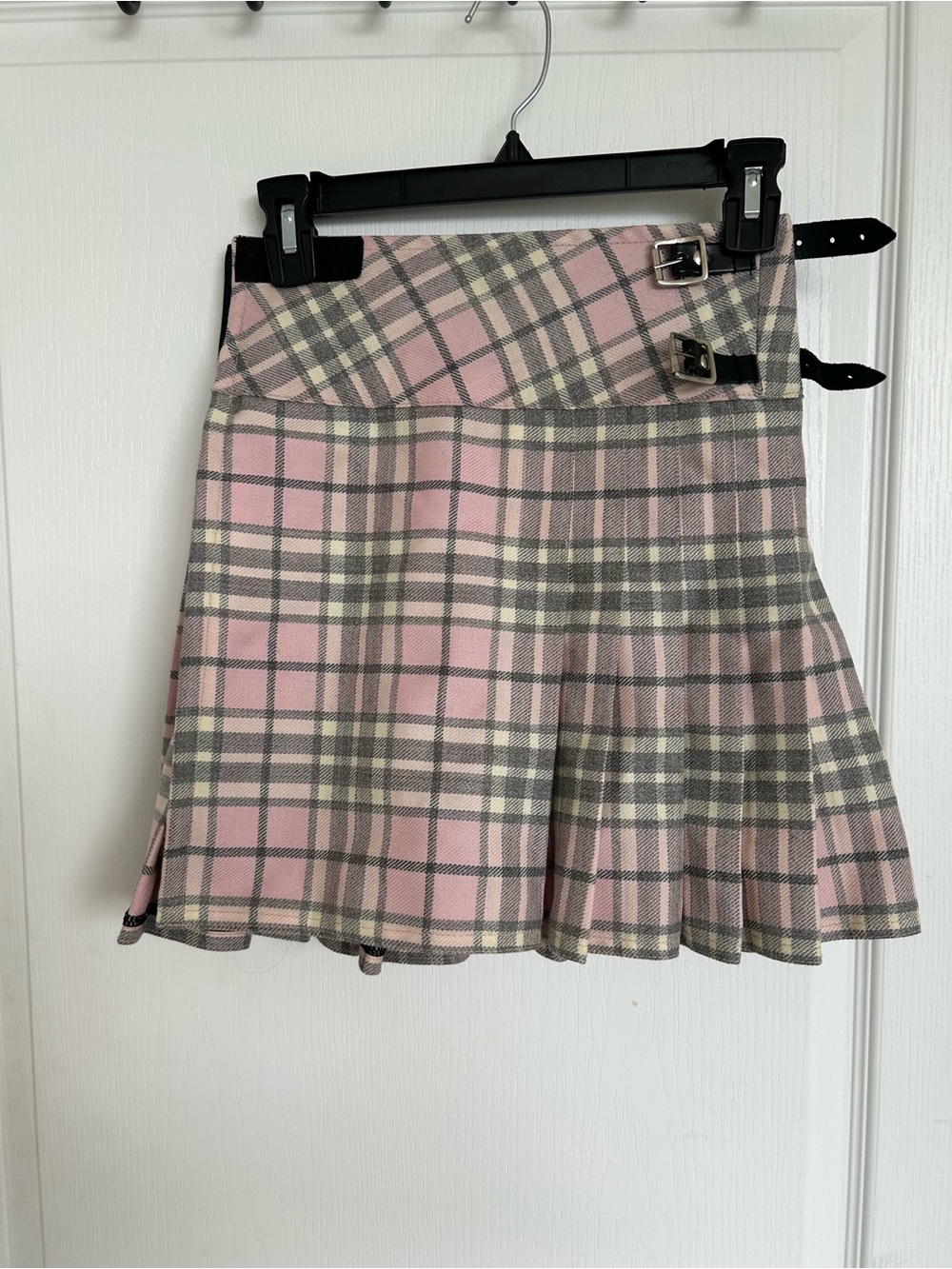 Plaid Pleated Mini Skirt in Pink and Gray girls 8